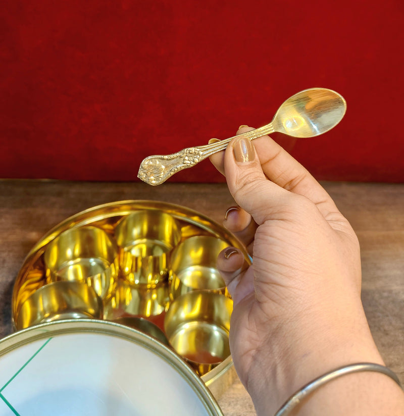 Brass Spice Box with see-through lid – Masala Spice Box