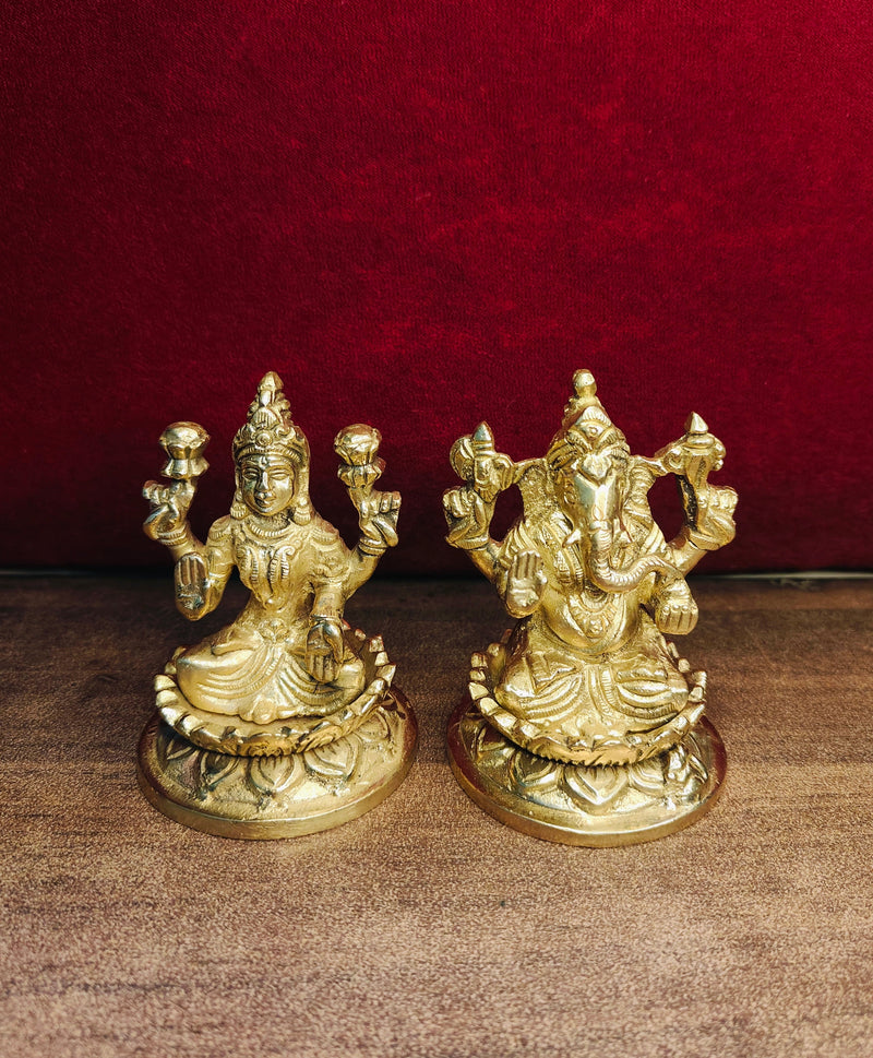Brass Handmade Laxmi Ganesh Idol (3") – Brass Hindu Idol