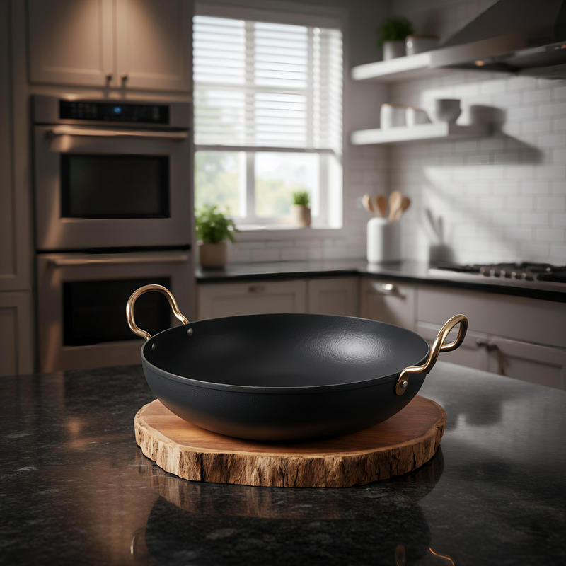 Pure Iron Wok/Deep Kadhai with – Cooking Wok