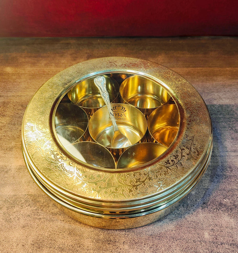 Brass Spice Box with see-through lid – Masala Spice Box