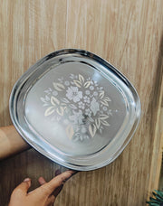 Stainless Steel Set of 12 pieces- Quarter and Full-Size Plates with Laser Print Set 