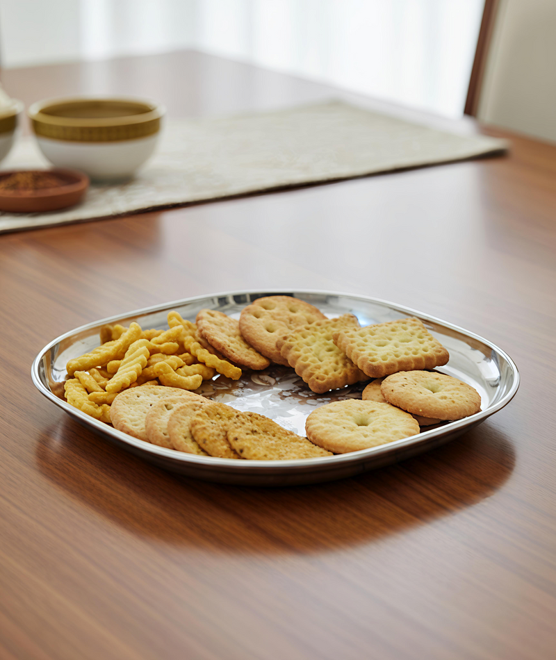 Stainless Steel Set of 12 pieces- Quarter and Full-Size Plates with Laser Print Set 