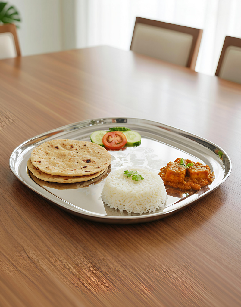 Stainless Steel Set of 12 pieces- Quarter and Full-Size Plates with Laser Print Set 
