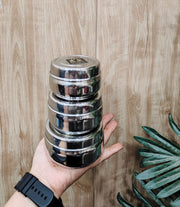 Stainless Steel Round Dibbi/Box set of 3pcs – Mini Storage Containers