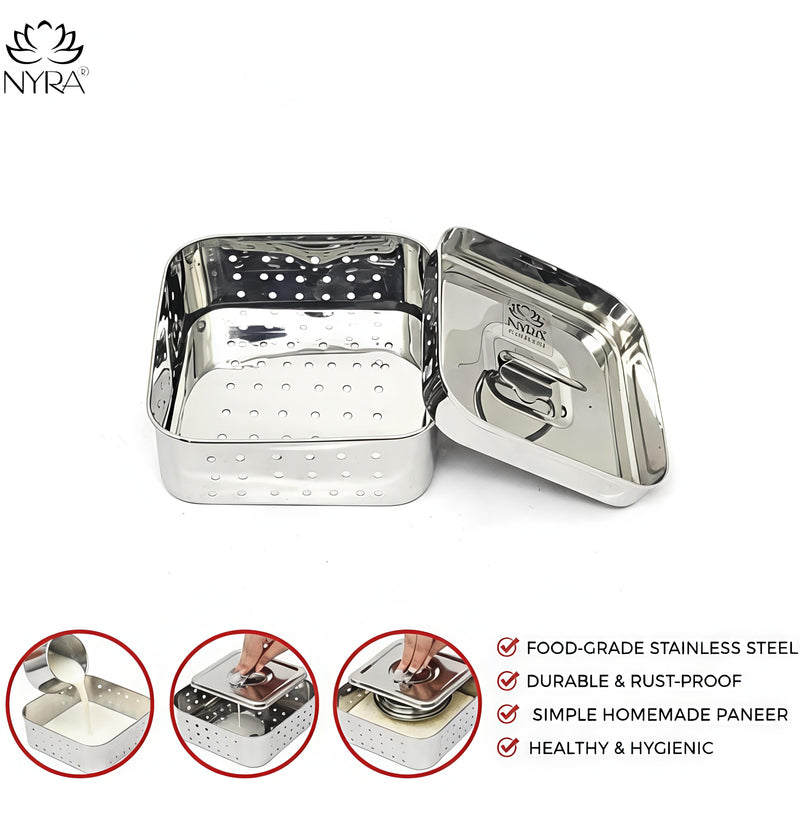 Premium Stainless Steel-square Paneer Maker  – Press Mould