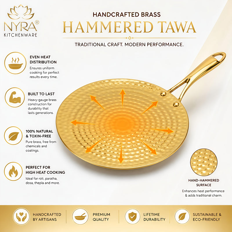 nyra-kitchenware-premium-brass-hammered-tawa-griddle-roti-pan