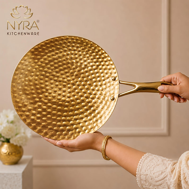 nyra-kitchenware-premium-brass-hammered-tawa-griddle-roti-pan