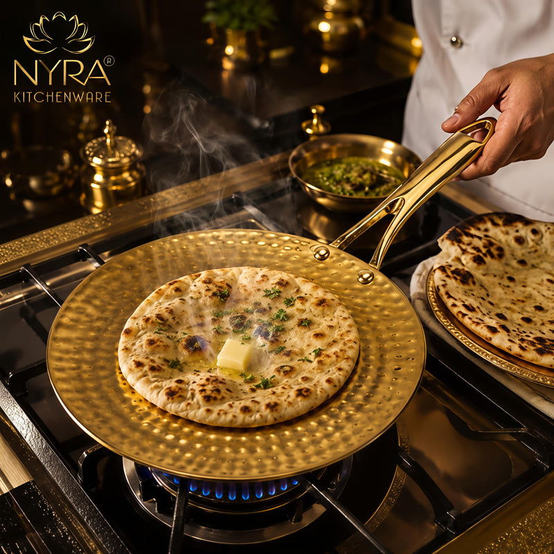 nyra-kitchenware-premium-brass-hammered-tawa-griddle-roti-pan