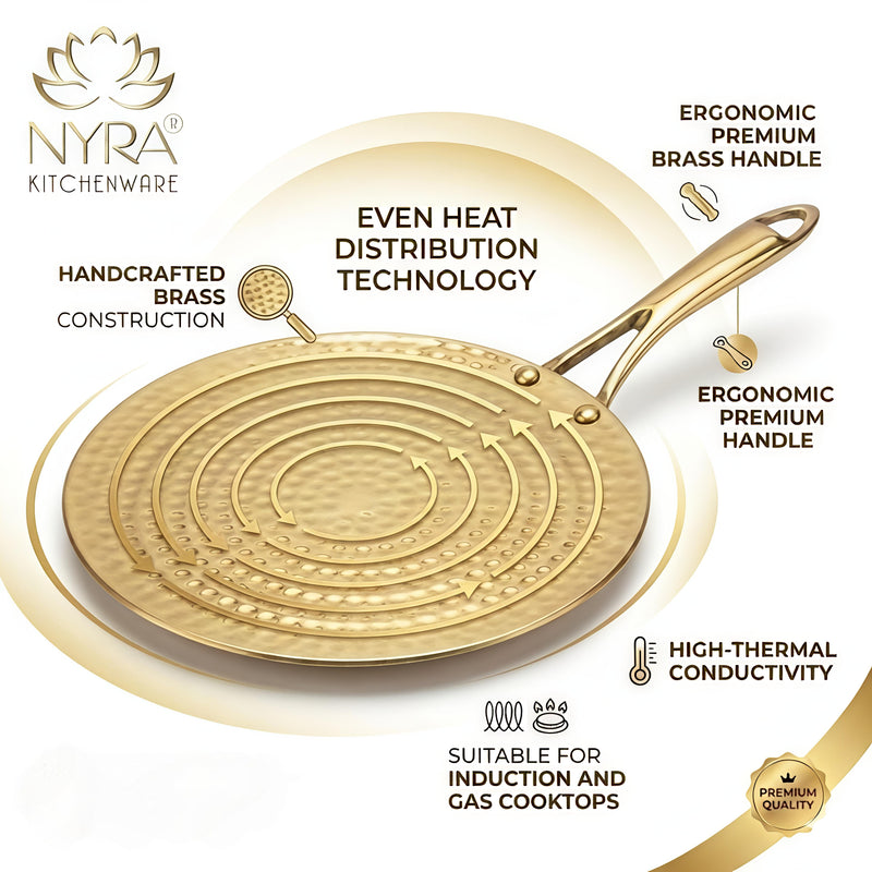 nyra-kitchenware-premium-brass-hammered-tawa-griddle-roti-pan