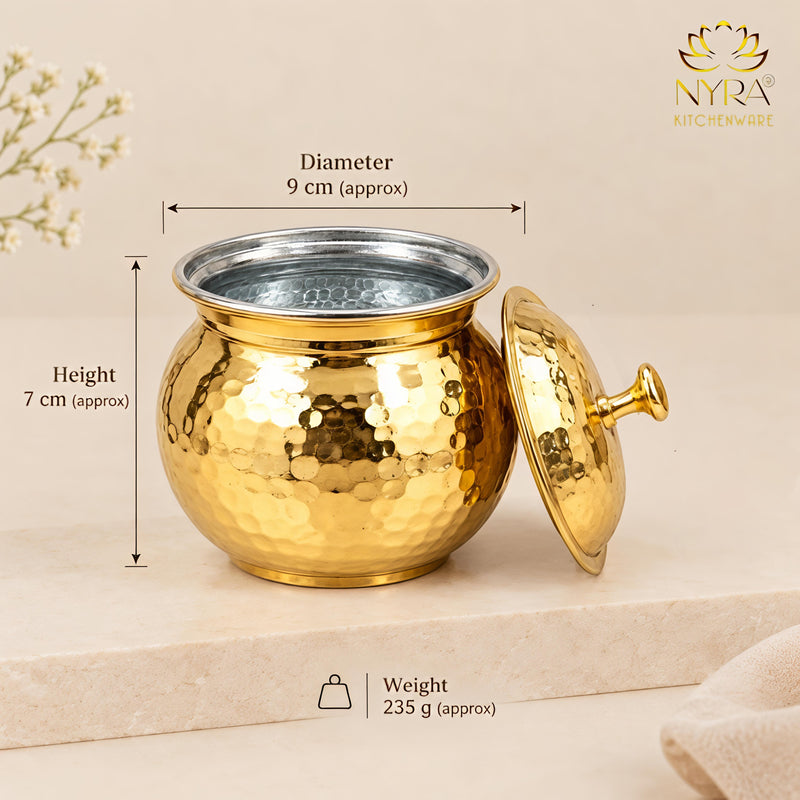 nyra-kitchenware-pure-brass-hammered-ghee-pot-with-kalai-tin-coating-lid-spoon-premium-ghee-storage-container