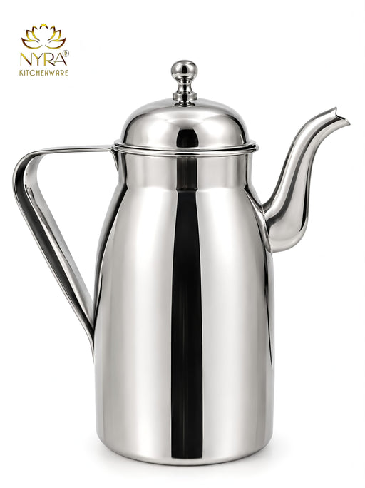 nyra-kitchenware-1-litre-stainless-steel-oil-dispenser-with-glossy-silver-finish-covered-lid-side-handle-and-long-pouring-spout-a-practical-kitchen-essential-for-oil-and-ghee