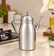 nyra-kitchenware-1-litre-stainless-steel-oil-dispenser-with-glossy-silver-finish-covered-lid-side-handle-and-long-pouring-spout-a-practical-kitchen-essential-for-oil-and-ghee