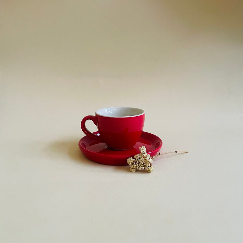 Red Espresso Cup Saucer Set