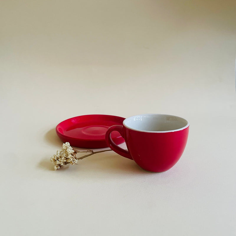 Red Espresso Cup Saucer Set