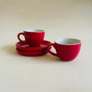 Red Espresso Cup Saucer Set
