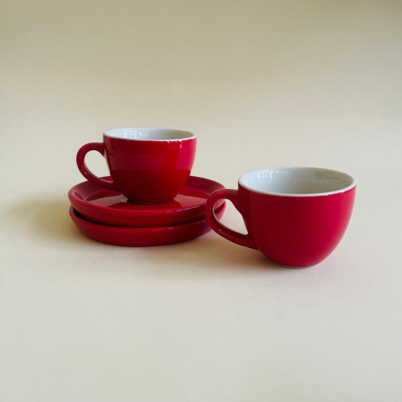 Red Espresso Cup Saucer Set
