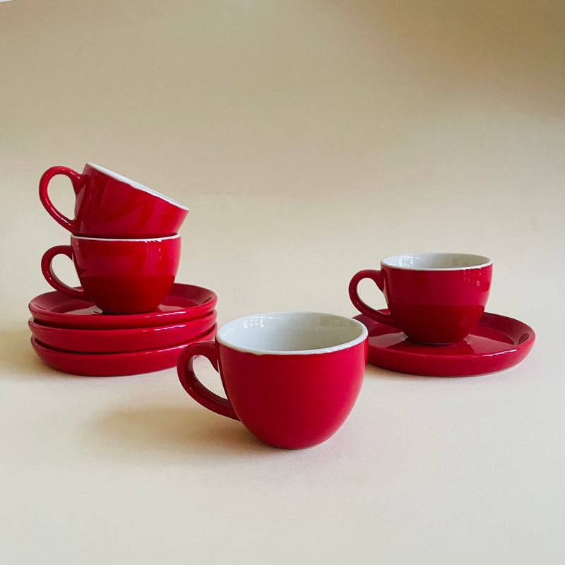 Red Espresso Cup Saucer Set