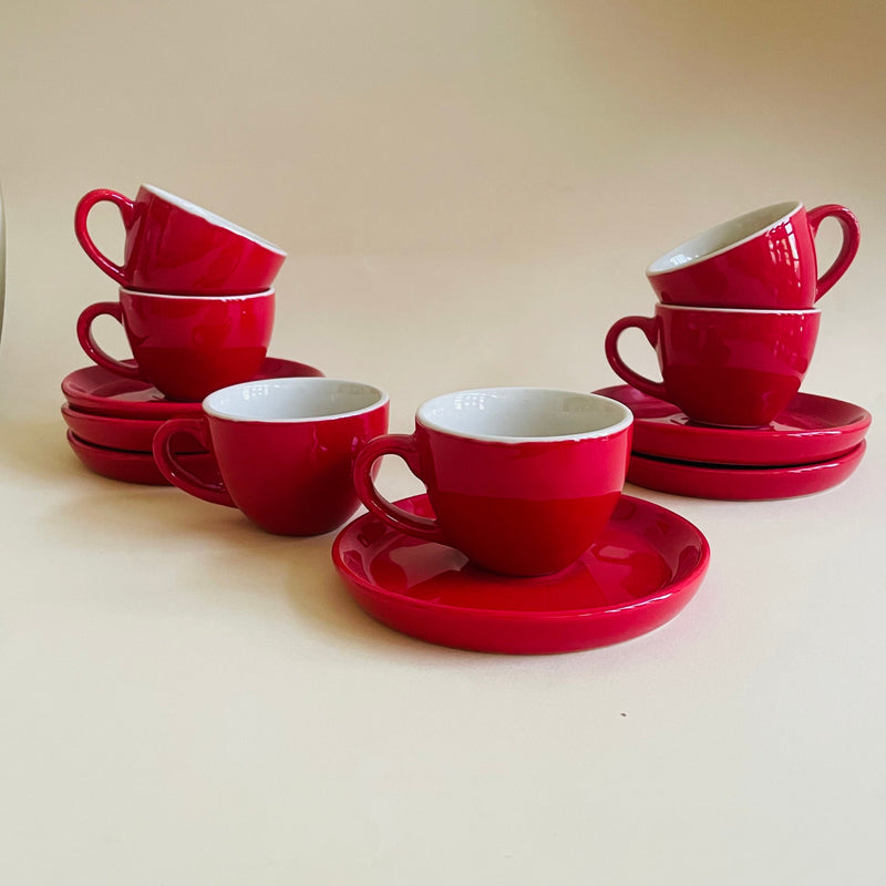 Red Espresso Cup Saucer Set
