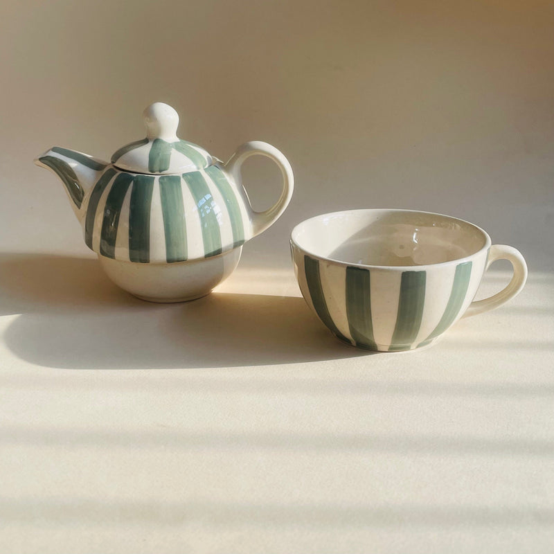 ceramic-kitchen-green-white-striped-tee-pot-set