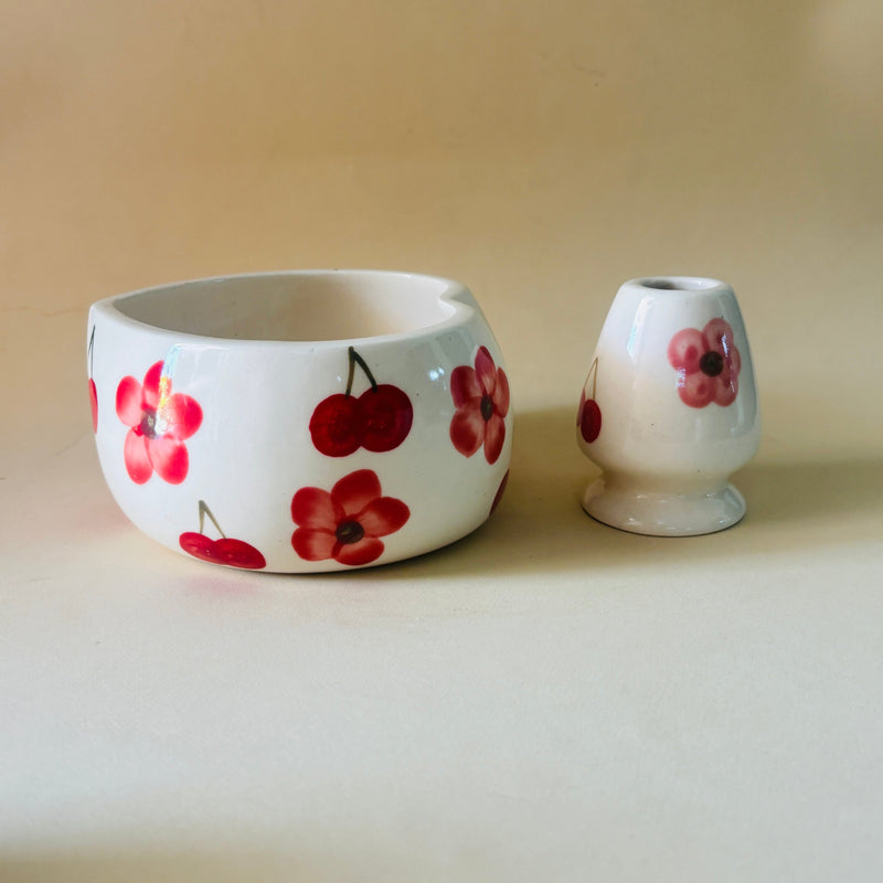 ceramic-kitchen-red-floral-matcha-bowl-whisk-holder-set-handcrafted-elegance-for-your-daily-ritual