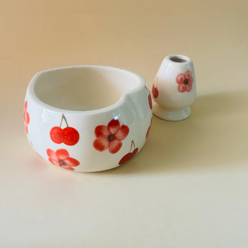 ceramic-kitchen-red-floral-matcha-bowl-whisk-holder-set-handcrafted-elegance-for-your-daily-ritual