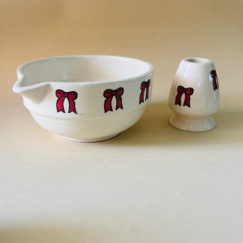 ceramic-kitchen-red-bow-matcha-bowl-whisk-holder-set-handcrafted-elegance-for-your-daily-ritual