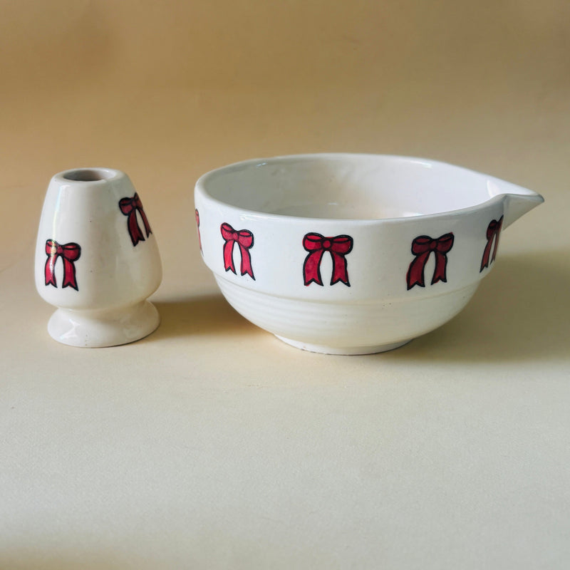 ceramic-kitchen-red-bow-matcha-bowl-whisk-holder-set-handcrafted-elegance-for-your-daily-ritual