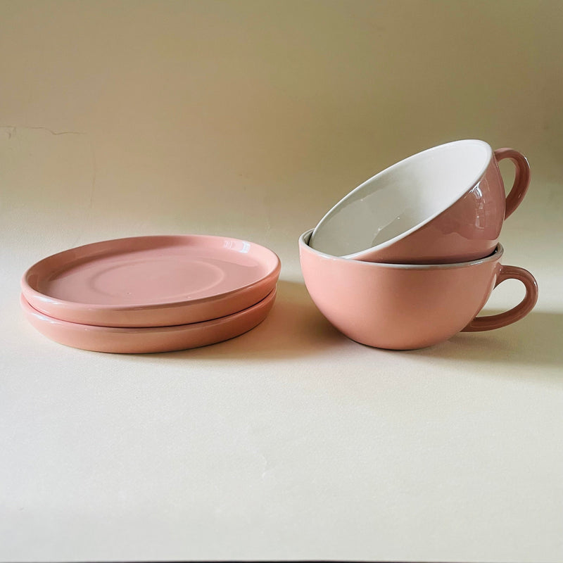 Blush Pink Latte Cup Saucer Set 320ml
