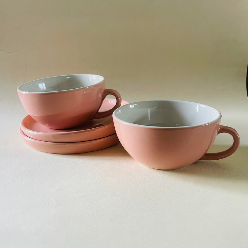 Blush Pink Latte Cup Saucer Set 320ml