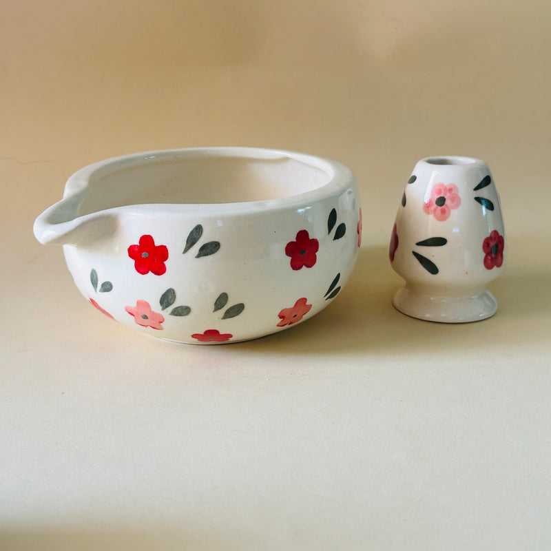 ceramic-kitchen-red-pink-floral-matcha-bowl-whisk-holder-set
