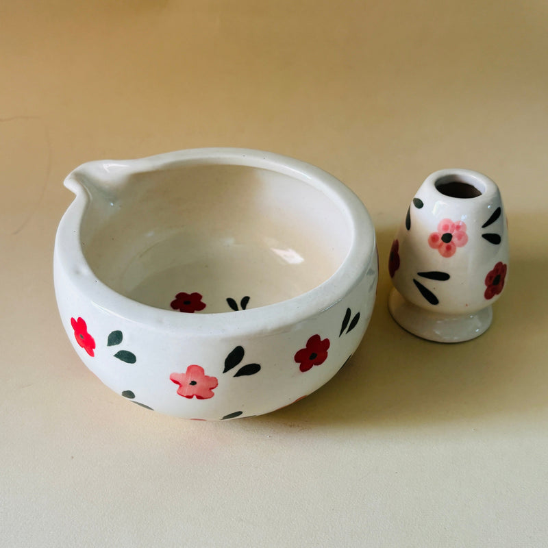 ceramic-kitchen-red-pink-floral-matcha-bowl-whisk-holder-set
