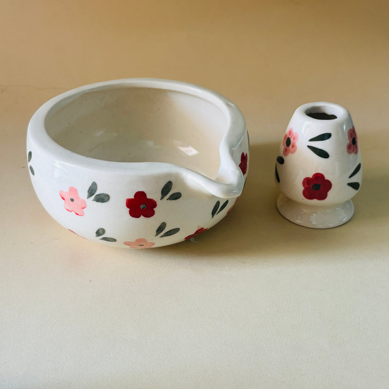 ceramic-kitchen-red-pink-floral-matcha-bowl-whisk-holder-set