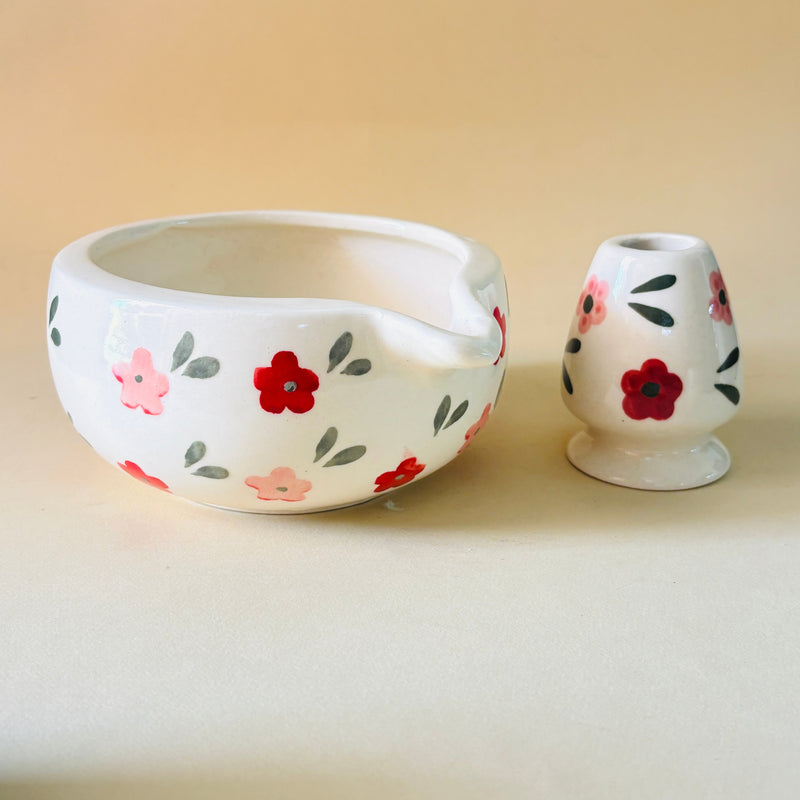 ceramic-kitchen-red-pink-floral-matcha-bowl-whisk-holder-set
