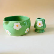 ceramic-kitchen-green-floral-matcha-bowl-whisk-holder-set-handcrafted-elegance-for-your-daily-ritual
