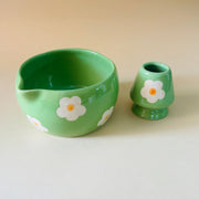 ceramic-kitchen-green-floral-matcha-bowl-whisk-holder-set-handcrafted-elegance-for-your-daily-ritual
