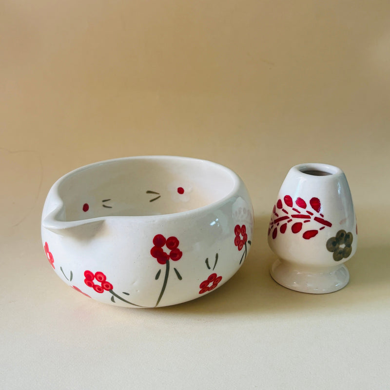 ceramic-kitchen-red-floral-leaf-matcha-bowl-whisk-holder-set