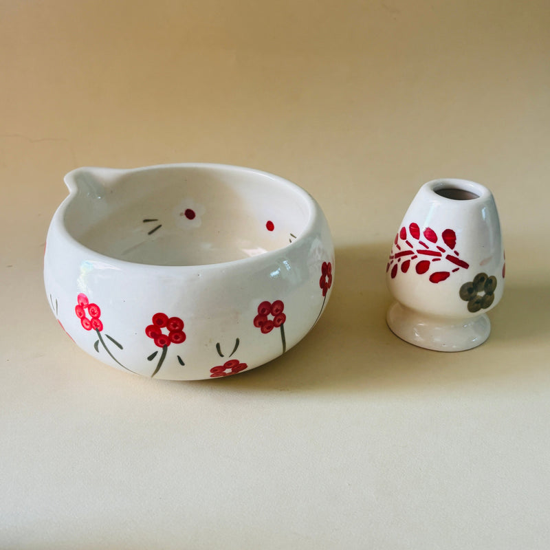 ceramic-kitchen-red-floral-leaf-matcha-bowl-whisk-holder-set