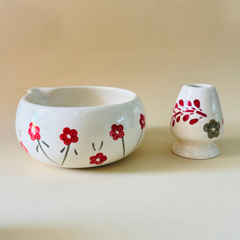 ceramic-kitchen-red-floral-leaf-matcha-bowl-whisk-holder-set