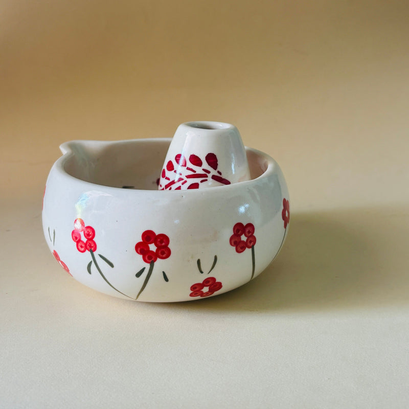 ceramic-kitchen-red-floral-leaf-matcha-bowl-whisk-holder-set