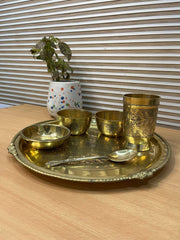 Traditional Brass Dinner Thali Set – Kitchen Utensil