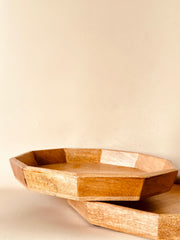 Nurture India Mango Woode Hexagon Trays 2-Piece Set