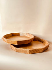 Nurture India Mango Woode Hexagon Trays 2-Piece Set