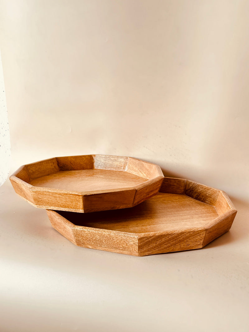 Nurture India Mango Woode Hexagon Trays 2-Piece Set