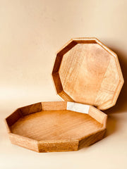 Nurture India Mango Woode Hexagon Trays 2-Piece Set