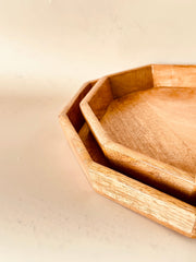 Nurture India Mango Woode Hexagon Trays 2-Piece Set