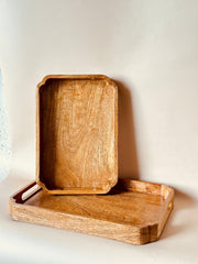 Nurture India Mango Wood Rectangle Tray 2-Piece Set