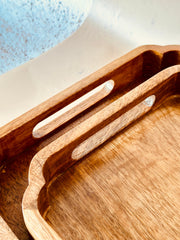 Nurture India Mango Wood Rectangle Tray 2-Piece Set