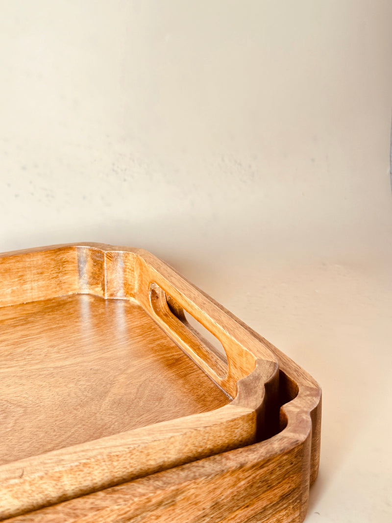 Nurture India Mango Wood Rectangle Tray 2-Piece Set