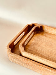 Nurture India Mango Wood Rectangle Tray 2-Piece Set