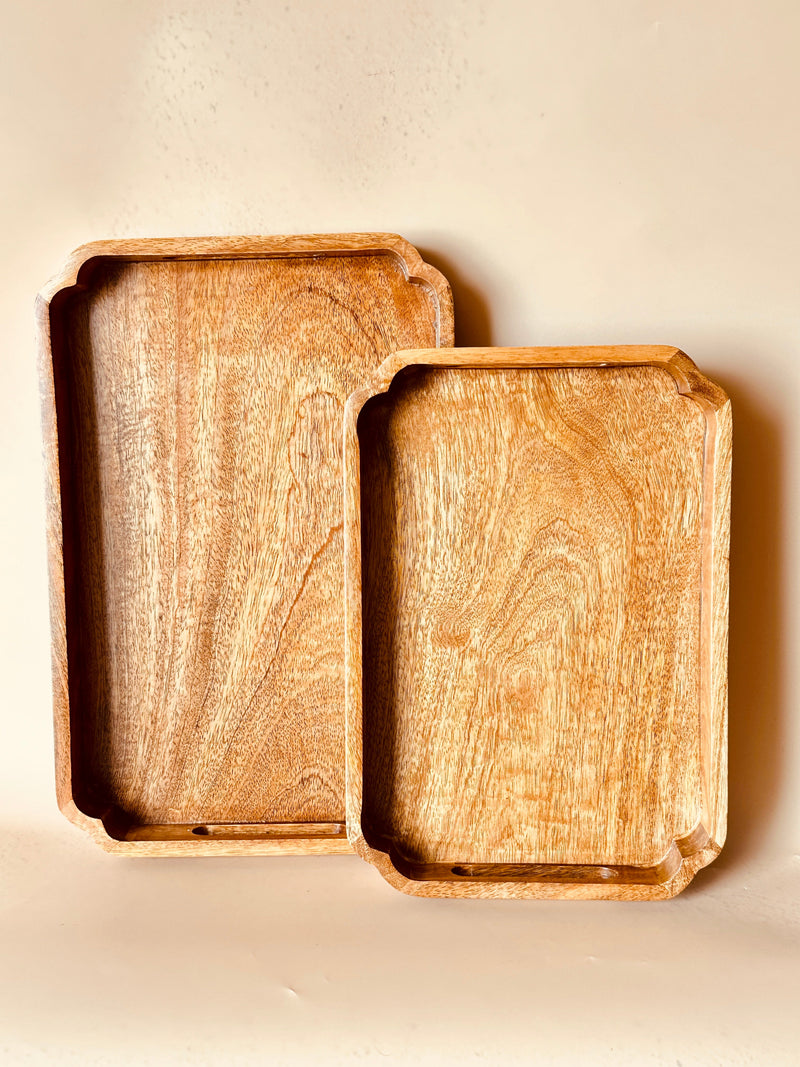 Nurture India Mango Wood Rectangle Tray 2-Piece Set